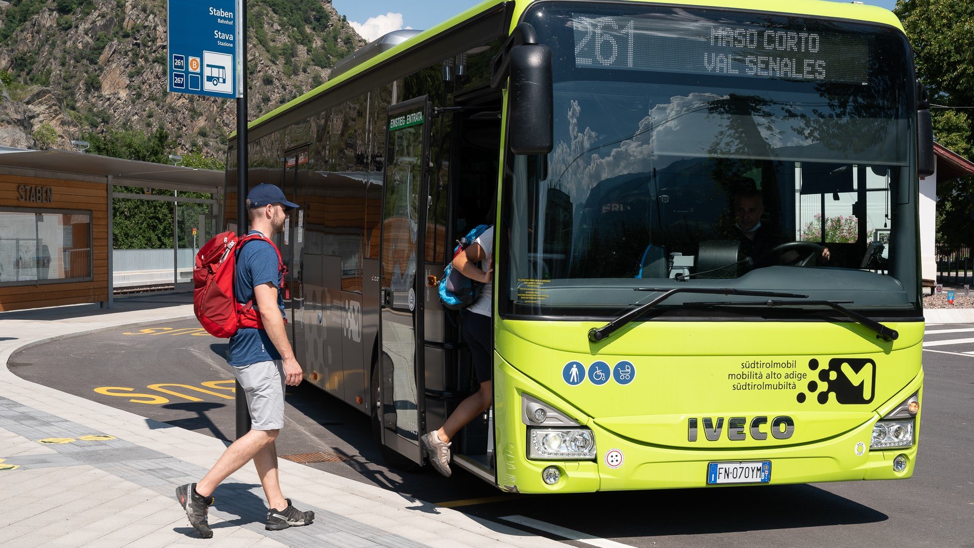   Hikers boarding the bus