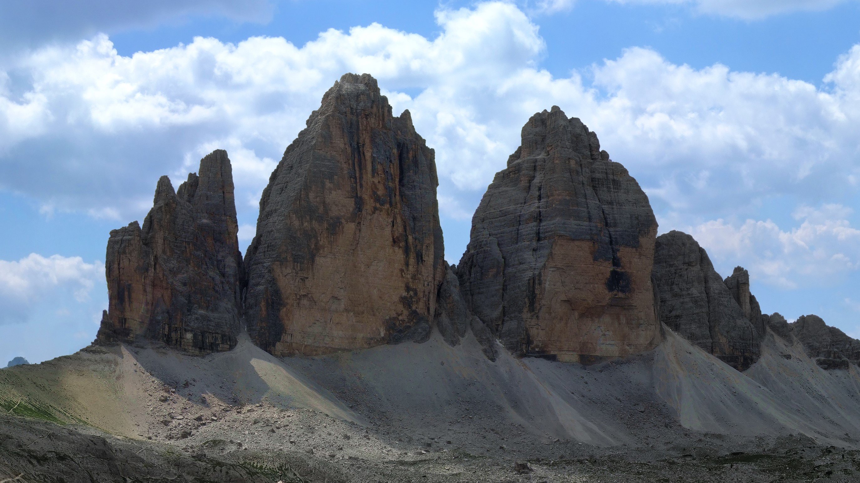 The famous mountain-group in the Dolomites: the three peaks Drei Zinnen - Tre Cime di Lavaredo