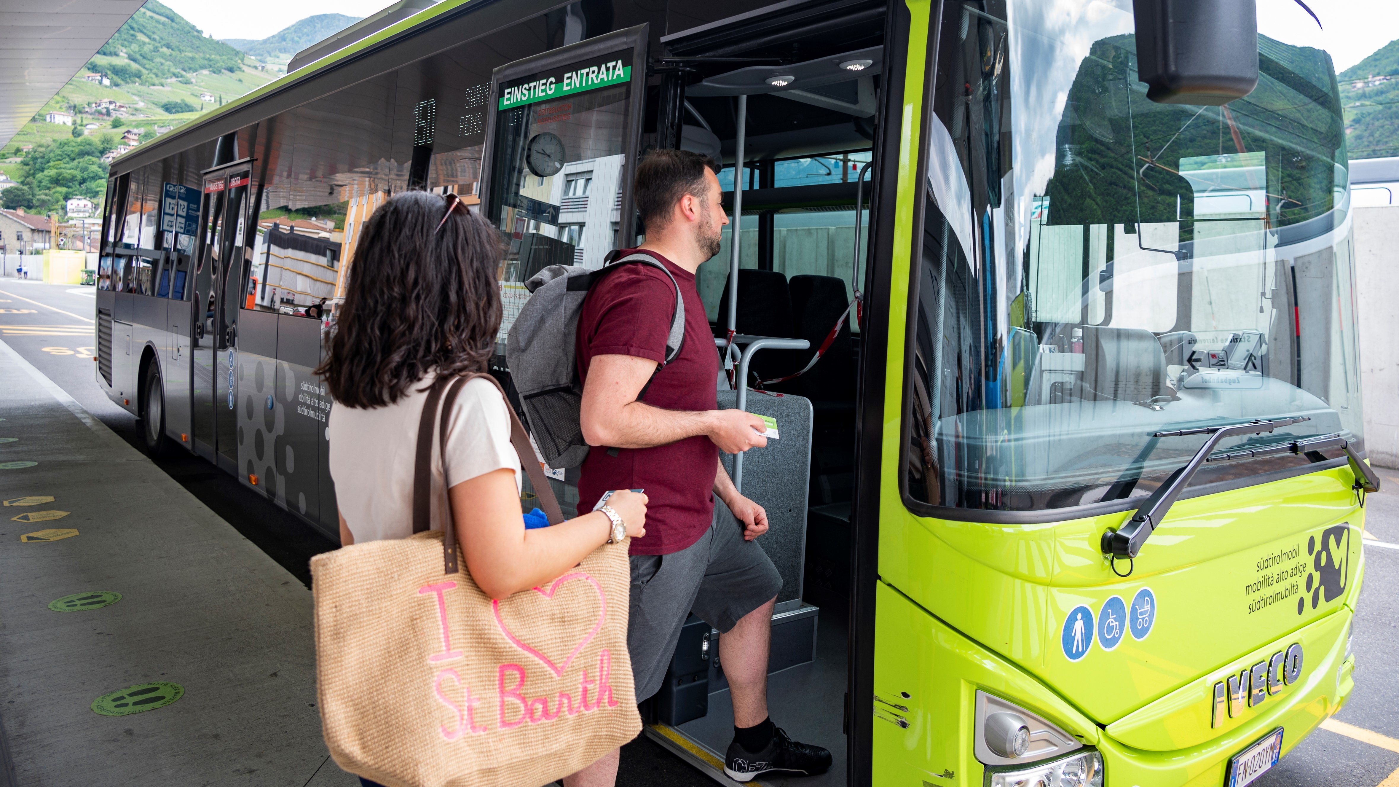 Passengers boarding the bus