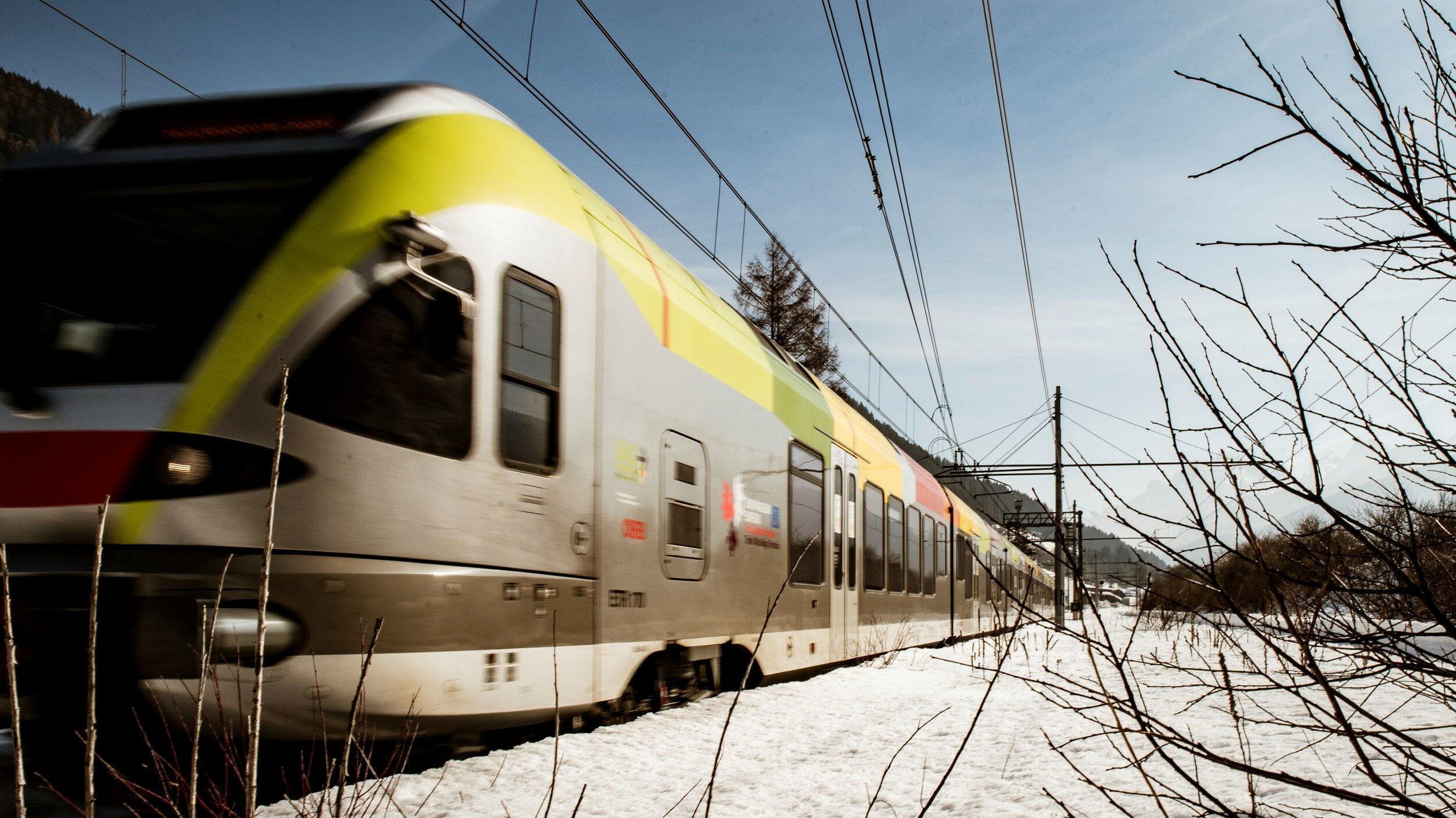 a train in the Pusteria/Pustertal valley