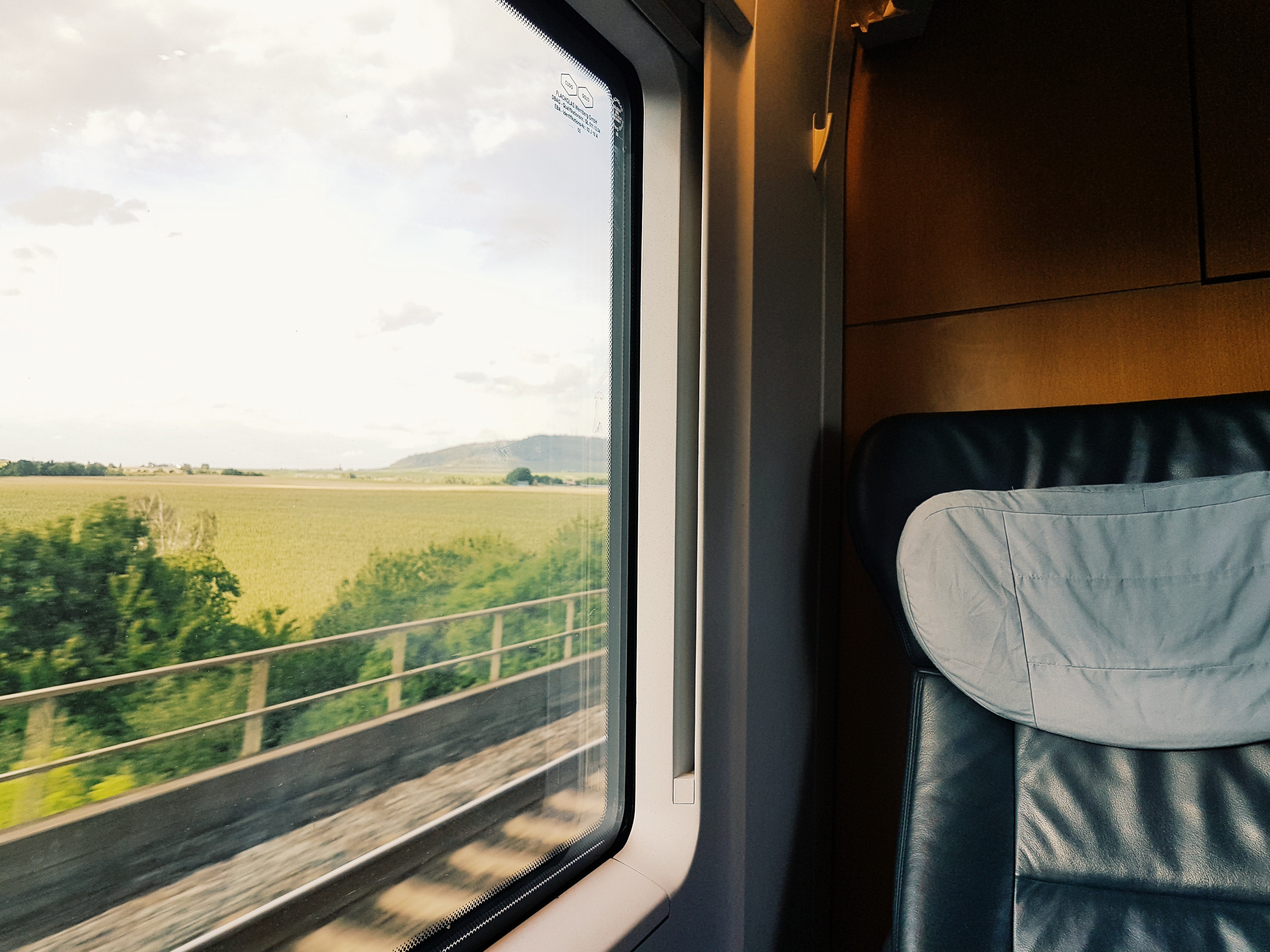 Seat and window inside the train